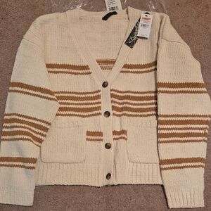 *NWT* Cream and Tan Striped Cardigan